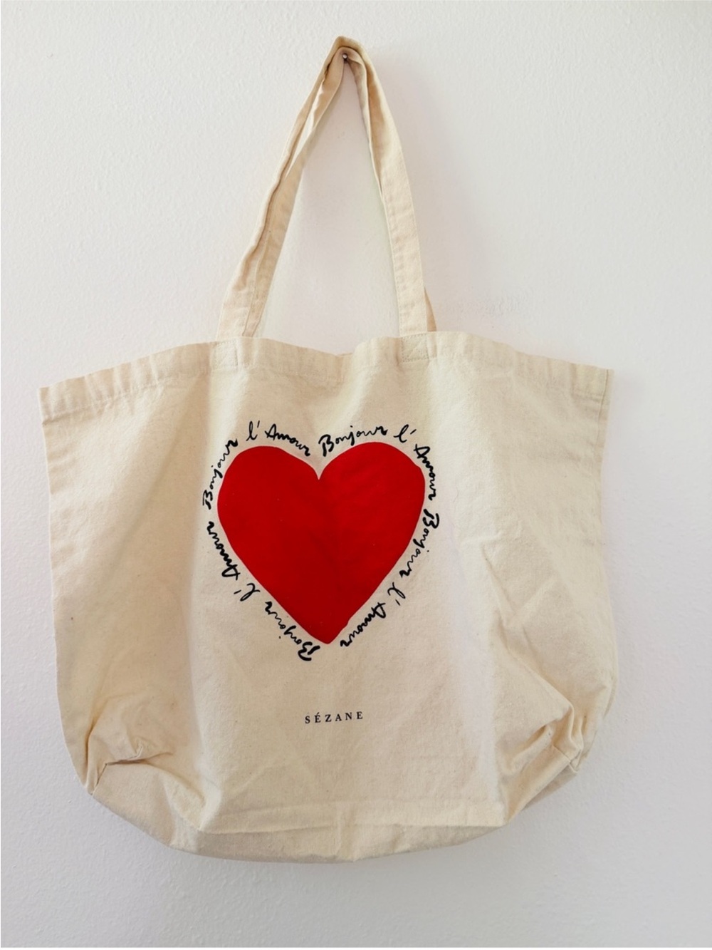 Sézane Canvas Tote with Red Heart Limited Edition